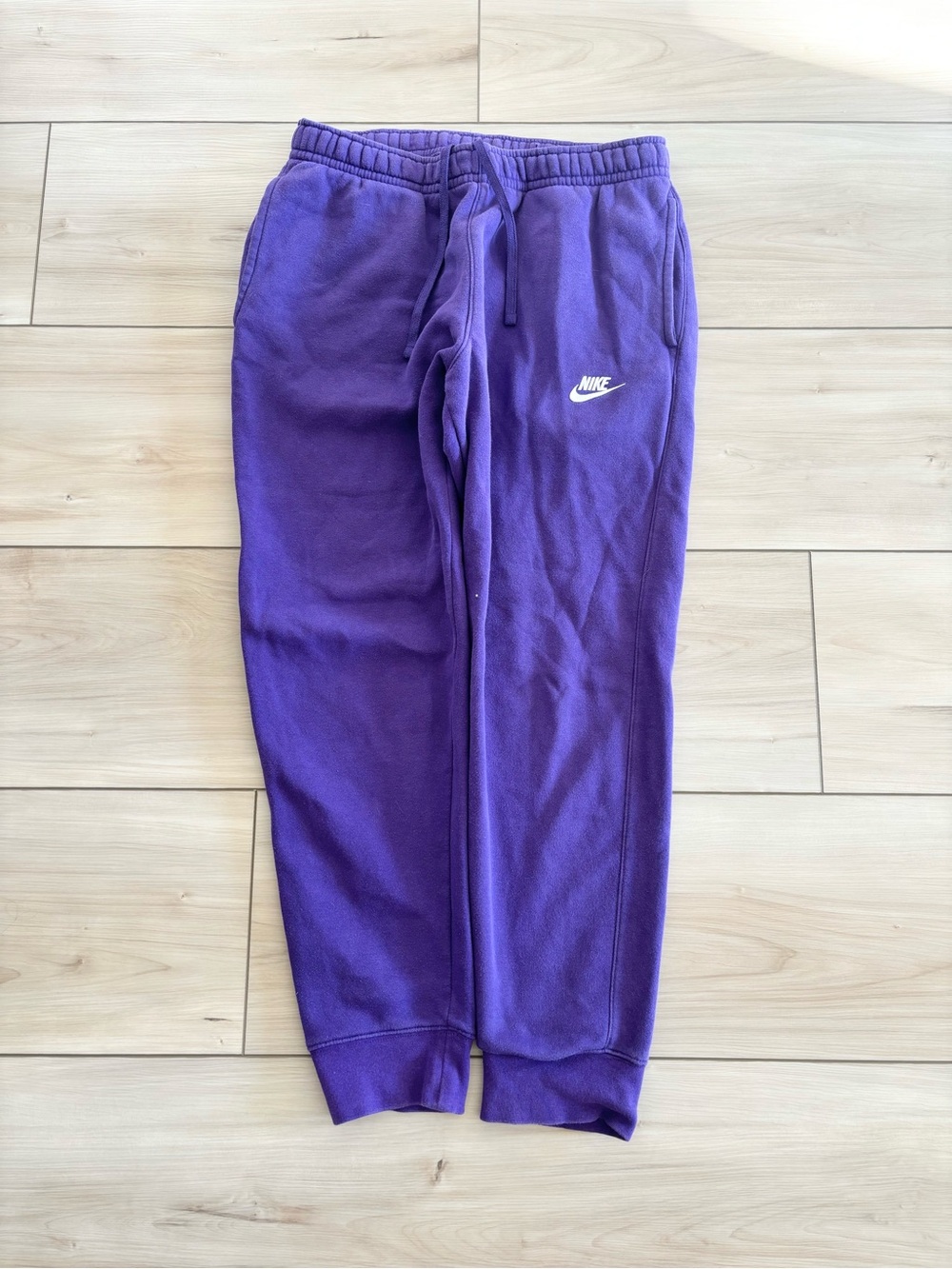 Nike Y2K Womens 2000s Purple Fleece Joggers sweatpants with White Logo Size M